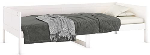 vidaXL Tagesbett Gästebett Sofabett Sofa Einzelbett Bett Bettsofa Bettgestell Bettrahmen Holzbett Schlafsofa Weiß Massivholz Kiefer 90x190cm