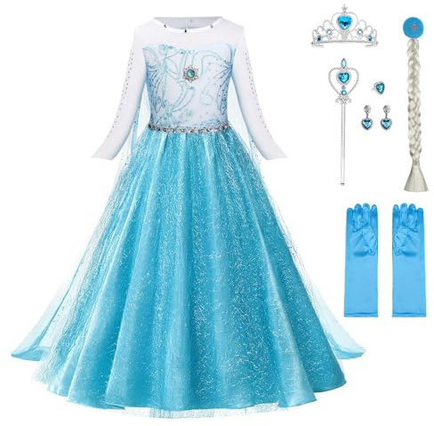 URAQT Robe Princesse Filles Déguisement Halloween avec Accessoires(130)