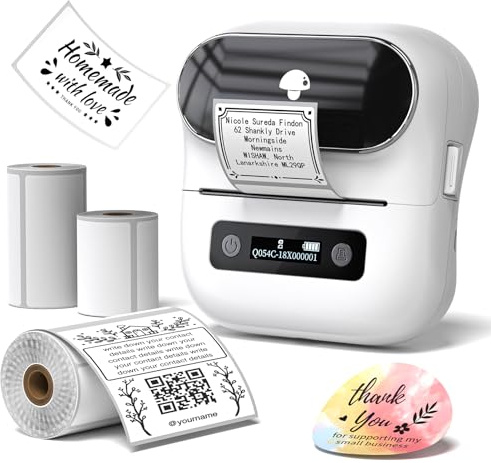 Phomemo M220 Imprimante D'étiquettes, Imprimante Etiquette Thermique Etiqueteuse Code-Barres,Commerce de Détail,Petites Entreprises, avec Smartphone & PC, avec 3 Rouleaux D'étiquettes