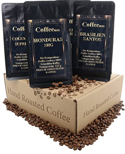 Coffeenes Café Moulu Arabica 4 x 125 g - Cafe Moulu 4 Saveurs Différentes Coffret - Cadeau Cafe en Poudre