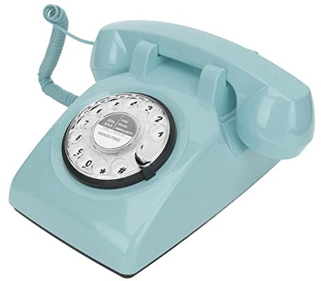 Septpenta Teléfono Fijo Giratorio, Teléfono de Casa Antiguo Retro Verde Azulado, Clásico, Timbre Mecánico, Tecnología Moderna, Añade Un Ambiente Vintage Real a Los Hogares, Bares