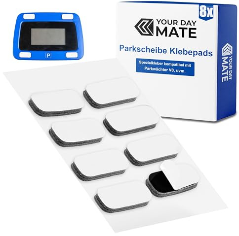 Ersatz Klebepads Set, 8 Stück, kompatibel mit Parkwächter V0 elektronische Parkscheibe, doppelseitiger Spezialkleber für Windschutzscheibe, Kleber Pads Parkuhr, Klebesticker Glas Kit Parking Disc