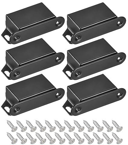 QUARKZMAN 6 Set Porta Gancio, Acciaio Inossidabile Ganci Porta Armadio 2.13 Armadio Chiusura per Porte Mobili Cucina Casa Armadio, Nero