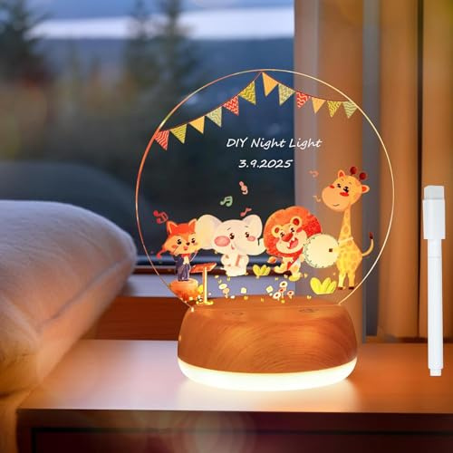 Thlevel Personalisiertes Nachtlicht Nachtlampe Lampe Nachttischlampe 3 Lichtmodi mit Acrylplatte