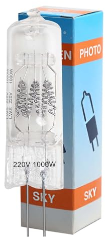LedWekei Bombillas halógenas, halógenas de 230 V, 1000 W, bombillas de foco, bombillas de luz blanca cálida regulables de 3200 K, 1 terminal fino de 2 pines