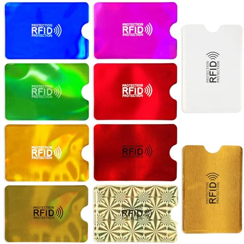 BLMHTWO 10 Stück KreditkartenhüLle, RFID Blocker KartenhüLle Buntes RFID Abschirmung HüLle ec Karten SchutzhüLle für Kreditkarten FüR Damen und Herren, GeldböRse, Reisepass