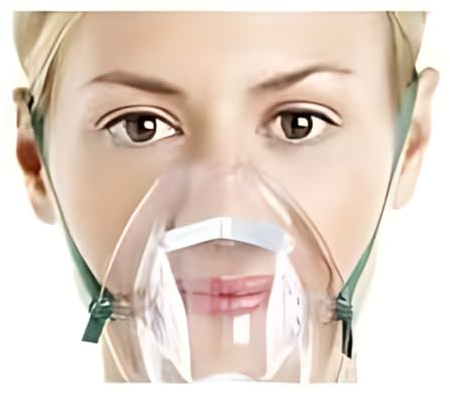 The Oxygen Store medicinsk syremask med 2,1 m slang, CE-märkt, medelhög koncentration 40–50 %, justerbar näsklämma, vuxenstorlek, transparent, 1 mask