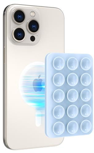 AHASTYLE Silikon Saugnapf Telefonhalterung für iPhone 18/17/16/15/14/13/12 | Magnetische Saugnapf für iPhone MagSafe-Telefonhülle, Spiegel-Dusch-Telefonhalterung, für TikTok Videos und Selfies