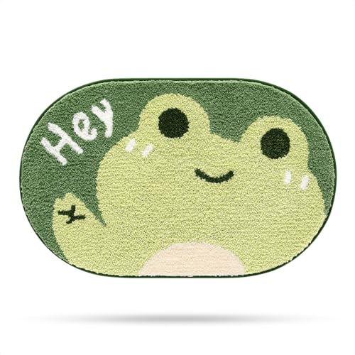Molesun Niedliche Frosch Badematte 40x60cm, Weich, Saugfähig, Waschbar | Niedlicher Rutschfester Badvorleger, 100% Mikrofaser-Badematten, für Badezimmer Dusche Schlafzimmer Küche, Maschinenwaschbar