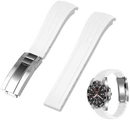 Kai Tian Kautschuk Uhrenarmband 18mm 20mm 21mm 22mm gebogenes Ende Silikon armband, verjüngtes Sport Ersatz Silikonarmbänder mit klassischer Tauchschnalle für Herren Damen
