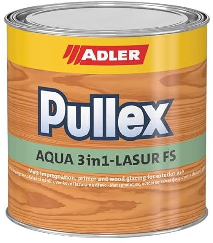 ADLER Pullex Aqua 3 en 1 – Roble 750 ml – Barniz protector mate a base de agua para exteriores pino 10 l