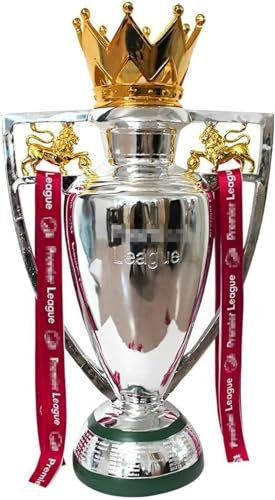 JEXUUD Trophée de Football, Résine Trophée de la Ligue des Champions Répliques, 16-77cm Coupes de Premier League avec Ruban pour Décoration de Bureau (32cm)