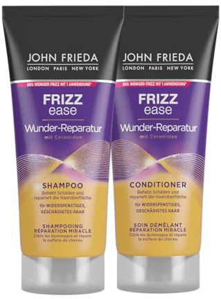 John Frieda Wunder Reparatur Probier-Set - Shampoo, 75ml & Conditioner, 75ml - Haartyp: Für frizzy, strapaziertes Haar - Ideal auch auf Reisen und für die Hotellerie - Frizz Ease Serie