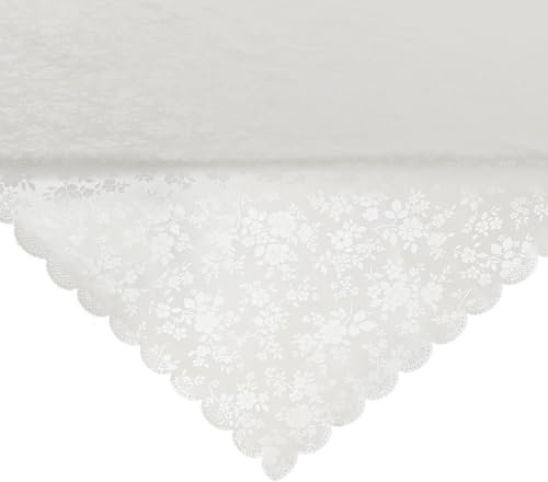 Romanstile kleine Tischdecke Outdoor abwaschbar Weiss Wachstuch 100x100 quadratisch Mitteldecken Tischtuch 100% wasserdicht,wetterfest Festliche Deko für Geburtstag,Party,Garten,Couchtisch,Küche