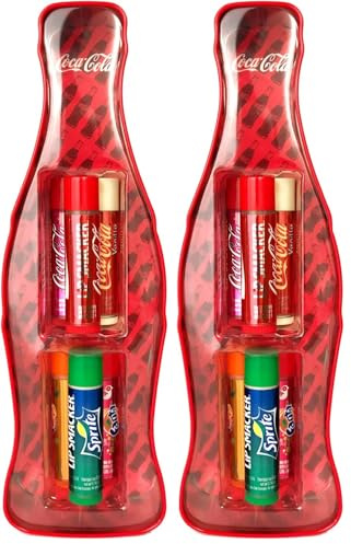 Lip Smacker Coca-Cola Vintage Tin Collection, Gift Set of 6 Lip Balms with Authentic Coca-Cola Flavors in the Iconic Vintage Coca-Cola Bottle, Gift Packaging for Children (Pack of 2)