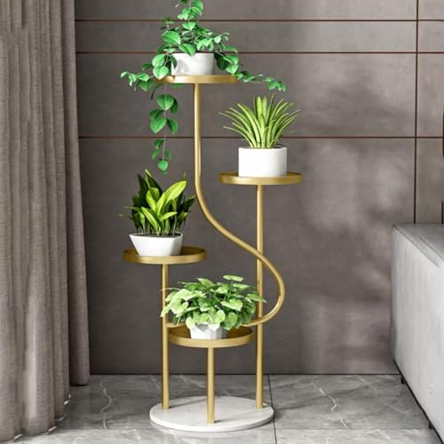 DSEWTEZXI Modern Zimmerecke deko blumenbank regal innen Metall Wohnzimmer pflanzentreppe, outdoor gartenregal blumentreppe, outdoor balkon pflanzenregal wetterfest, für,Terrasse,Hof.(Gold)