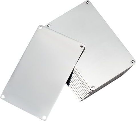 BENECREAT 12 Stück 304 Edelstahl Gravurrohlinge, 8,55 x 5,35cm rechteckige Blankoanhänger mit 4 Löchern, Metallstempelrohlinge für Haustieranhänger, Charms-Bastelsets für DIY-Dekorationsketten