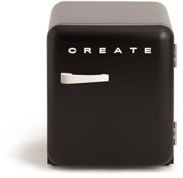 CREATE / RETRO FRIDGE 50 OFF WHITE/Frigorifero nero con maniglia bianco sporco / 85W, minibar, un ripiano, design retro, 50 cm, due mensole, capacità di 48L, basso consumo, 50x44x49,8 cm