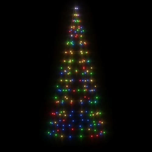 Tidyard LED Weihnachtsbaum für Fahnenmast Tannenbaum Lichterbaum Weihnachtsdeko Beleuchtung Außen Beleuchtet Lichterkette 200 LEDs Mehrfarbig 180 cm