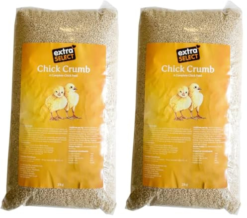 Extra Select Baby Chick Crumb - Complete Chick Feed for Growth, Quail Food, & Duckling Starter Feed, Nutritious Baby Chicken & Hens Corn Crumbs - 2 kg (Pack of 2)