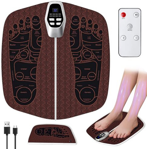 BORDEAG EMS Fußmassagegerät: Elektrisches Massagegerät Mit Tiefenmuskelaktivierung, 8 Massageprogramme & 32 Intensitätsstufen, Fördert Durchblutung & Lindert Muskelschmerzen, Tragbar (Kaffeebraun)