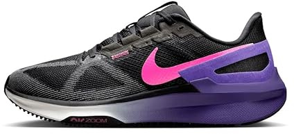 Nike Air Zoom Structure 25 Scarpe Unisex, Nero Laser Fucsia Antracite, 10.5