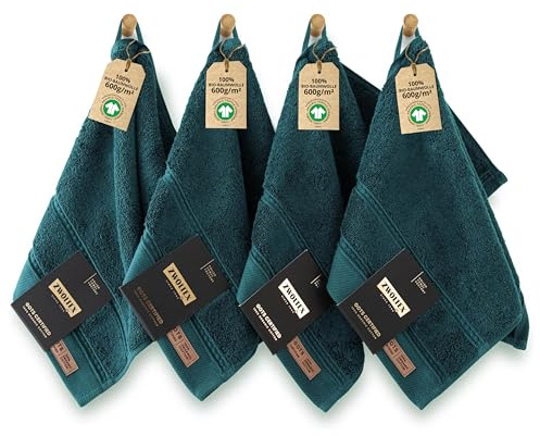 ZWOLTEX - Premium Gästehandtücher 30x50 Türkis [4er Set - 650 g/m²], 100% Bio Baumwolle GOTS Zertifizert, ÖKO-TEX, Ultra Weich & Saugfähig - Queen Collection