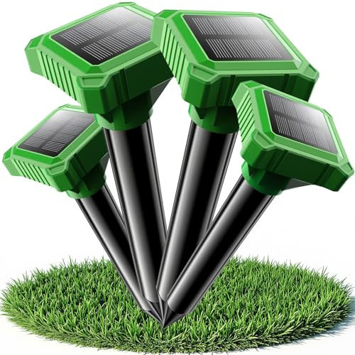Dissuasori per Talpe 4 Pezzi, IP65 Impermeabile, Repellente Animale a Ultrasuoni, Dissuasore Solare per Giardino e Campeggio, Anti Topi, Serpenti