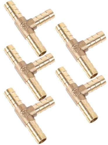 VILLFUL Raccord En T Cuivre 1 4 X 1 4 Pouce X 1 4 Pouce Connecteur Trois Voies Pour Tuyau D'Air 5 PièCes Kit De Raccordement Durable Et Facile À Installer