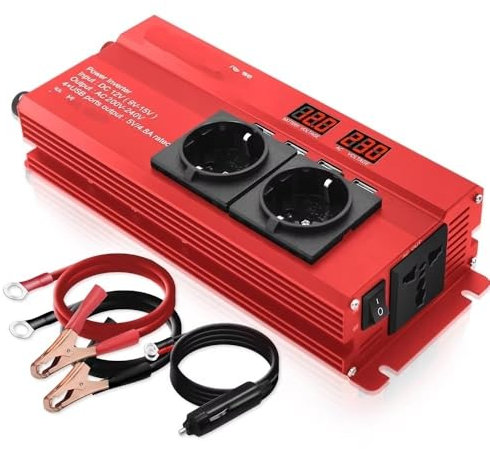 DZSHONGXINSM Inversor Inversor De Corriente para Coche 2600 W CC 12V/24V A CA 220V Pantalla LED 4 B Cargador Transformador Enchufe/Universal Inversor de Corriente(24V Red)