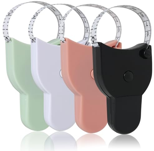4 PCS Ruban à Mesurer Corporel Souple 150 cm, 150 cm/60 pouces, Mètres Souples pour Tour de Taille, Poitrine, Bras, Hanches, Ruban de Couture Flexible Blanc, Noir, Rose et Vert, Outil de Mesure Précis