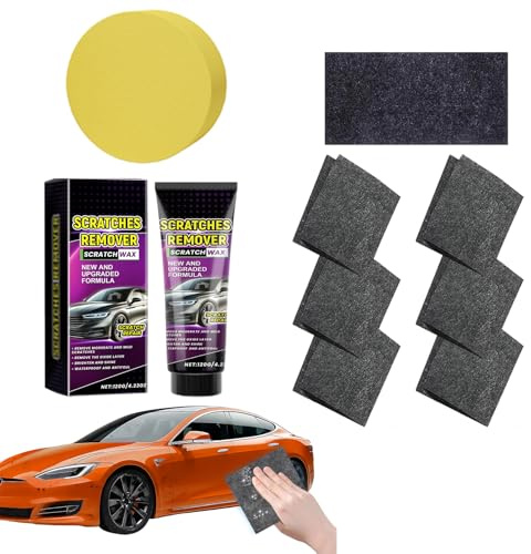 Kit Rimuovi Graffi Auto 2025 con 6x Panni Nano e Pasta Lucidante 120g, Panni in Microfibra per Riparazione Vernice Carrozzeria, Riutilizzabili per Tutti i Veicoli
