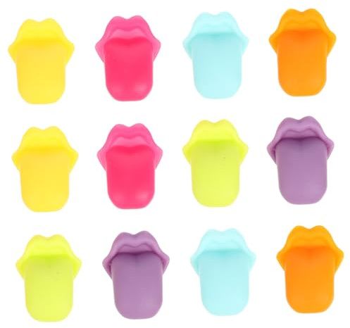 IWOWHERO 12 pezzi Segnabicchieri Silicone Riutilizzabili Forma Lingua Colorati per Feste e Party Marcatori Bicchieri Vino Decorativi e Resistenti per Bar Cocktail Matrimoni e Riunioni
