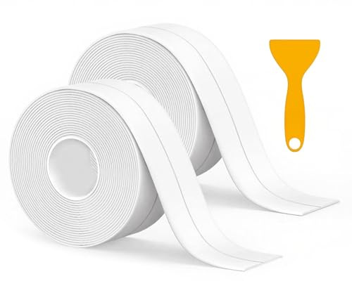 Bath Sealant Strip, 38mm x 3.2m Self Adhesive Caulk Strip, Waterproof Bathroom Sealant Tape for Bathroom, Kitchen, Bathtub, Toilet, Sink, Kitchen Wall Floor, with Sealing Tool