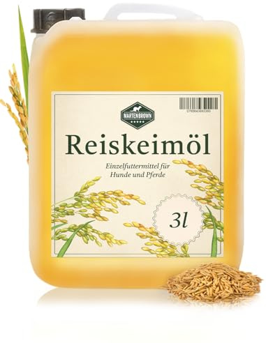 Martenbrown Olio di germe di riso 3 litri per cavalli, cani e asini I in pratica tanica | Integratore alimentare per cibo secco, cibo in scatola o come olio di barf
