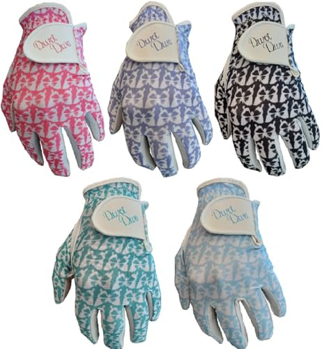 Divot Diva 5 Ladies Cabretta Leather Golf Gloves Butterfly Print 3 Sizes