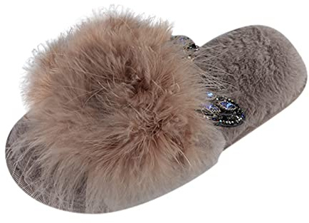 Generiska damtofflor filtsula – tofflor dam svarta 37 pantoletter lätta stugskor unisex vinterskor fritid tofflor varma halkfria filttofflor varma tofflor mjuka tofflor, kaki, 42 EU