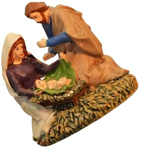 Beimus Figuras de belén de Navidad, estatua de resina con centro de mesa estable de la Sagrada Familia, decoración del hogar, resinas de la Sagrada Familia con establo