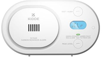 Kidde Détecteur de monoxyde de carbone, batterie de 10 ans, détection de CO de faible niveau, affichage numérique rétroéclairé, indicateurs d'état LED, alarme 85 dB, 5ème édition, COBDL10