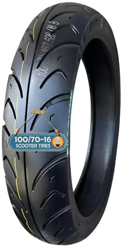 100/70-16 Motorcykeldäck Tubeless för Scooter Stadsbruk 100/70/16 Slitstarkt 100 70 16 6PR 53L 280kPa Fram Bak