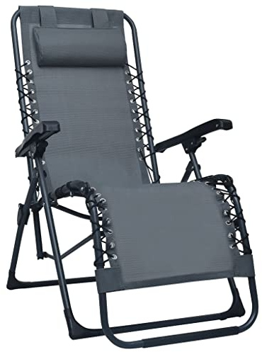 Mokuyary Liegestuhl Klappbar Grau Textilene, Strandliege mit Verstellbare Rückenlehne, mit Rädern Gartenliege Sonnenliege für Garten, Balkon, Terrasse, Camping, Strand, Pool