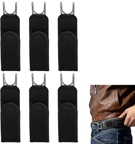 DRADERCH 6 Stück Gürtel Ohne Schnalle Für Herren Damen, Buckleless Belt Hook, Schnallenloser Gürtel, Unsichtbarer Elastischer Gürtel Mit Metallhaken Und Klettverschluss für Jeans und Outdoor-Arbeit