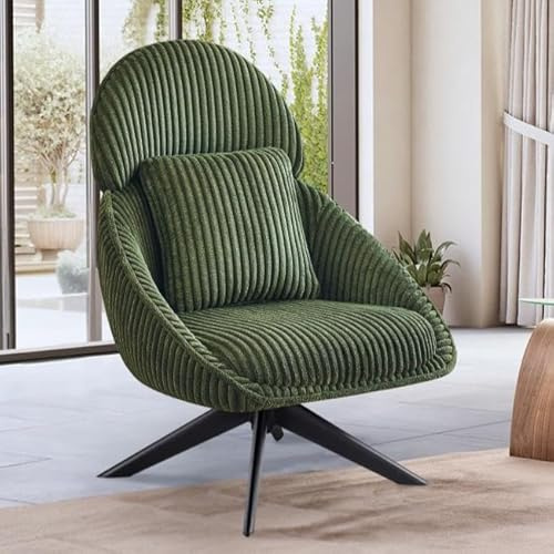 Ckaff Loungesessel Sessel Wohnzimmer 360°Drehbar, Ohrensessel Armlehnstuhl Polsterstuhl mit dickem Abnehmbares Wurfkissen, Lesesessel Relaxsessel für Wohnzimmer Schlafzimmer Büro, Grün