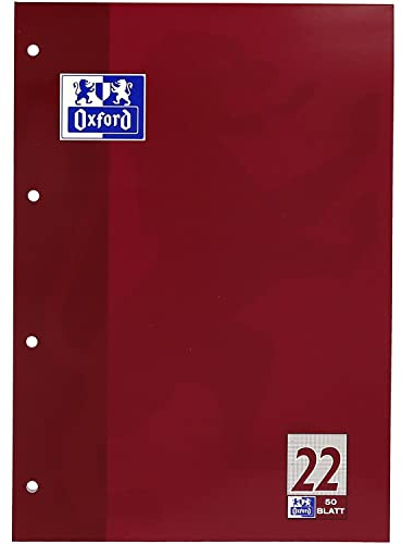 Oxford 100050348 Schulblock Linien 22 - A4, 50 Blatt, 90 g/qm, 4-fach Lochung