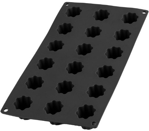 Lékué Moule pâtisserie Mini Cannelé Bordelais 18 cavités, silicone platine noir