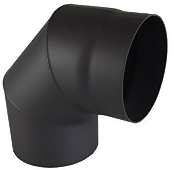 Kamino - Flam – Codo para chimenea de leña, Codo para estufa de leña, Codo vitrificado, Codo de escape – resistente a altas temperaturas – Gris oscuro, Ø 150 mm/90°C