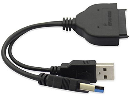 Aukson P09 USB 3.0 + USB 2.0 auf SATA 7+15 Pin Adapter Datenkabel für 2.5 SATA HDD/SSD Festplatten – Hot Swap, Plug & Play, 18cm