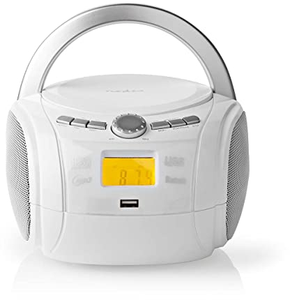 Nedis Boombox 9 W Bluetooth® Reproductor de CD/Radio F, Blanco