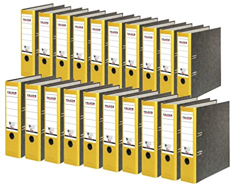 FALKEN 20x Recycling-Ordner 8 cm breit DIN A4 gelber Rücken