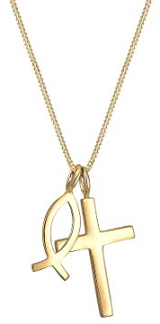 Elli Halskette Damen Kreuz-Fisch Anhänger in 925 Sterling Silber